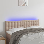 Hoofdbord 144x5x78/88 cm kunstleer cappuccino LED