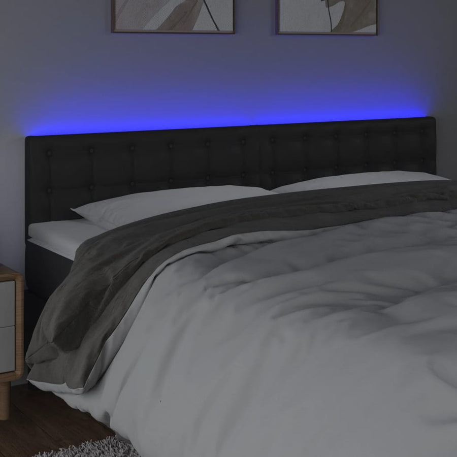 Hoofdbord Led Kunstleer 160 x 5 x 78/88 cm Zwart