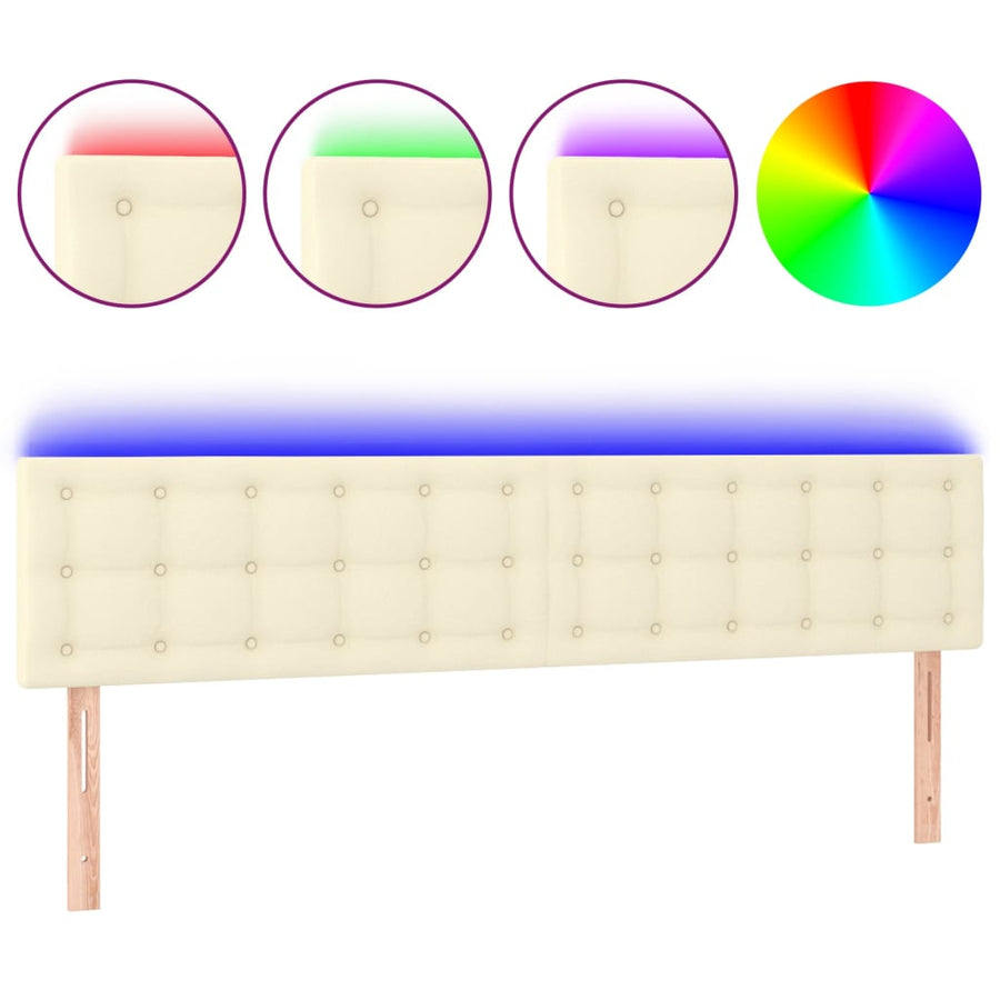 Hoofdbord Led Kunstleer Kleurig 160 x 5 x 78/88 cm Crème