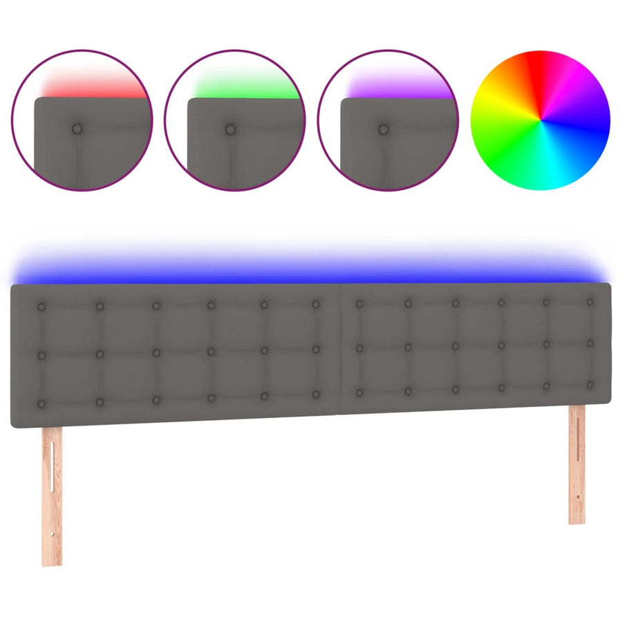 Hoofdbord Led Kunstleer 160 x 5 x 78/88 cm Grijs