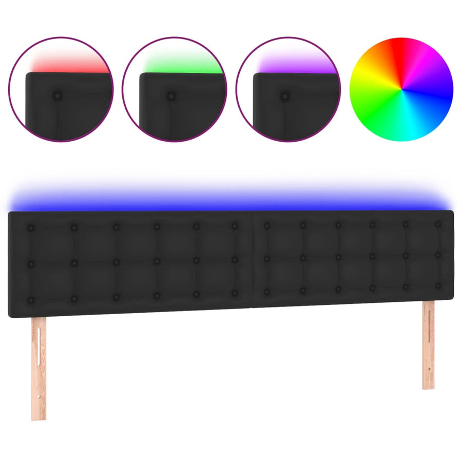 Hoofdbord Led Kunstleer 180 x 5 x 78/88 cm Zwart
