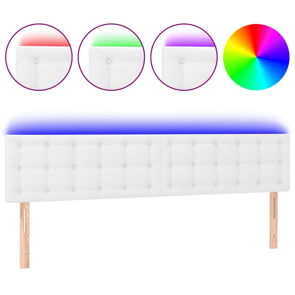 Hoofdbord Led Kunstleer 180 x 5 x 78/88 cm Wit