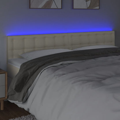 Hoofdbord Led Kunstleer Kleurig 180 x 5 x 78/88 cm Crème