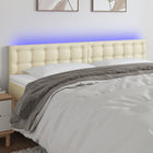 Hoofdbord 180x5x78/88 cm kunstleer crème LED