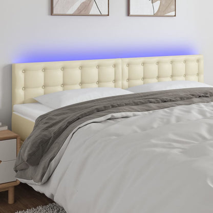 Hoofdbord Led Kunstleer Kleurig 180 x 5 x 78/88 cm Crème