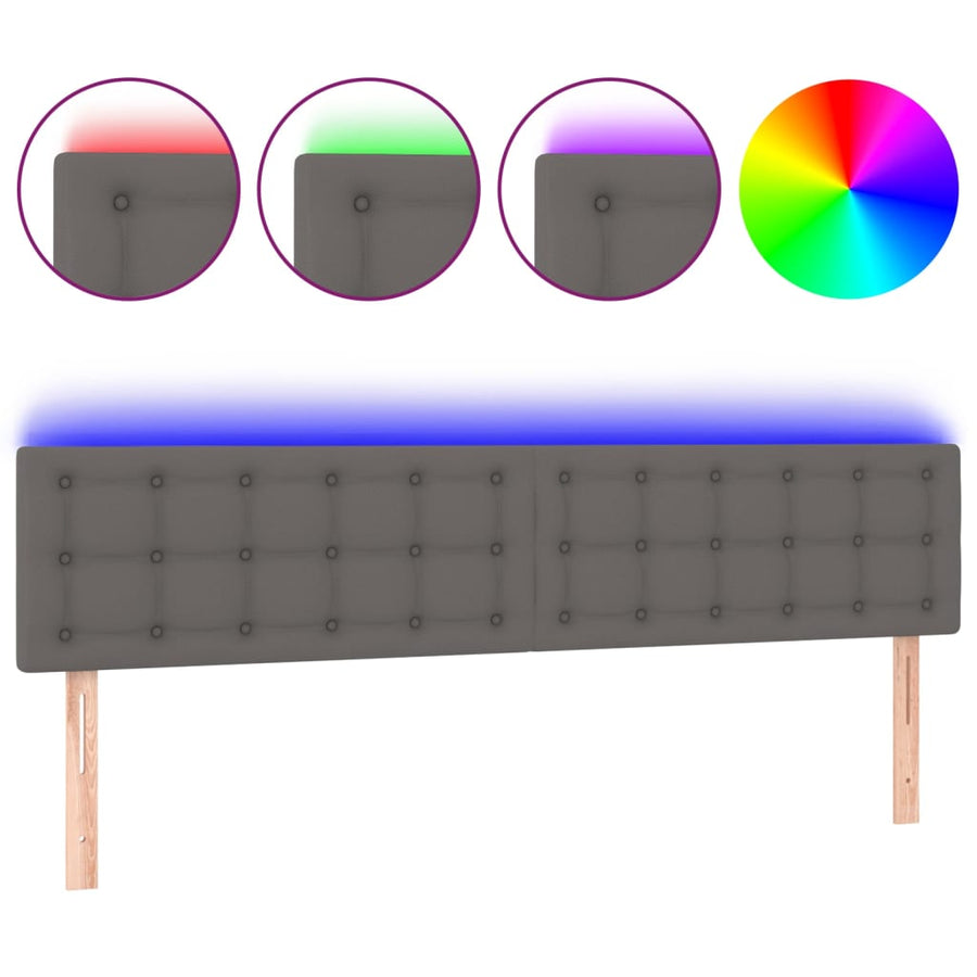 Hoofdbord Led Kunstleer 180 x 5 x 78/88 cm Grijs