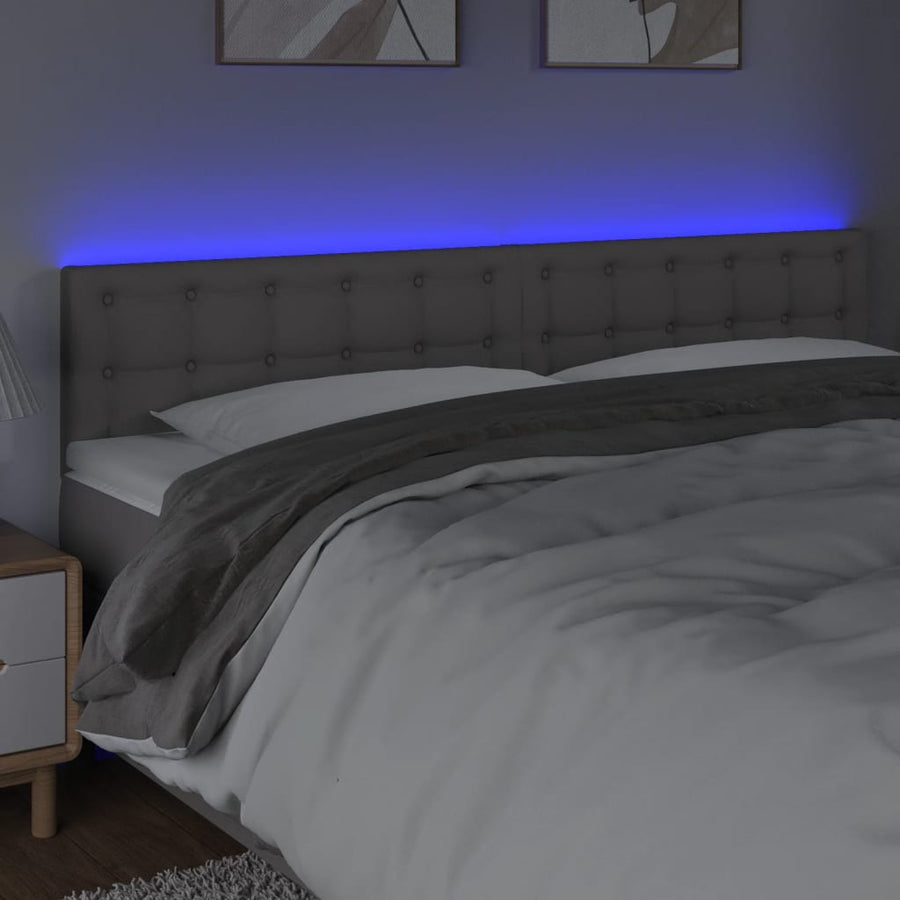 Hoofdbord Led Kunstleer 180 x 5 x 78/88 cm Grijs