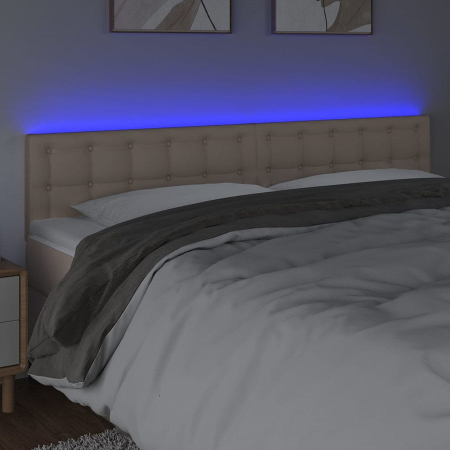 Hoofdbord Led Kunstleer Kleurig 180 x 5 x 78/88 cm Cappuccino