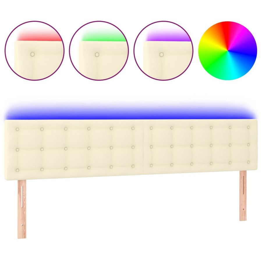 Hoofdbord Led Kunstleer Kleurig 200 x 5 x 78/88 cm Crème