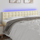Headboard LED 200x5x78/88 cm faux leather cream