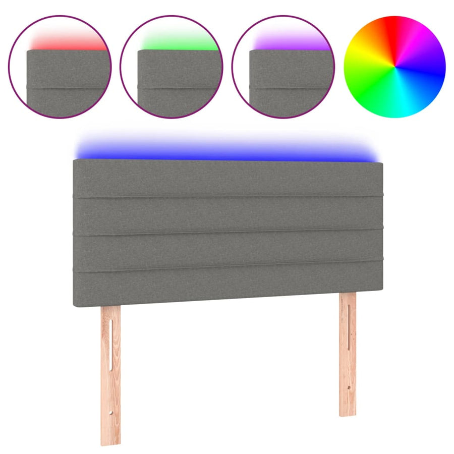 Hoofdbord LED 100x5x78/88 cm stof donkergrijs 100 x 5 x 78/88 cm Donkergrijs