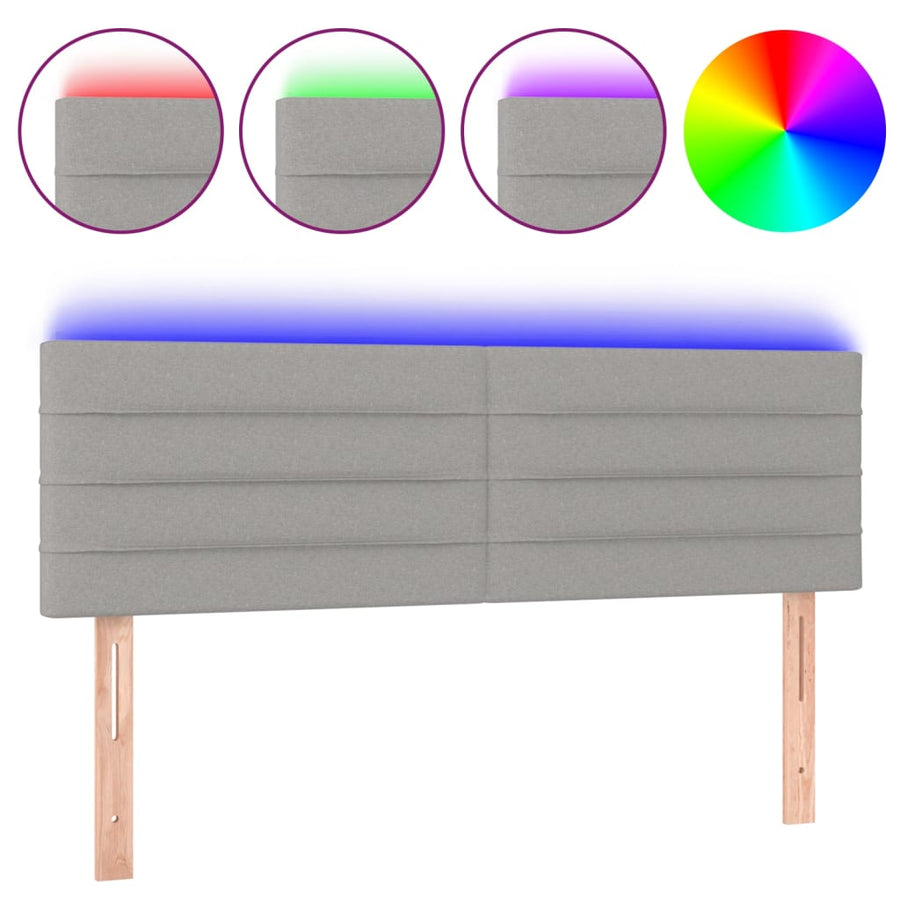 Hoofdbord LED 144x5x78/88 cm stof lichtgrijs 144 x 5 x 78/88 cm Lichtgrijs