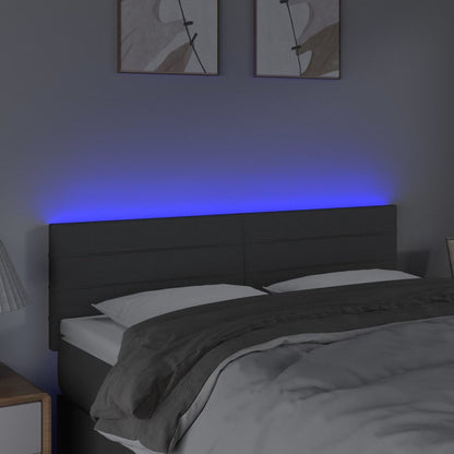 Hoofdbord LED 144x5x78/88 cm stof donkergrijs 144 x 5 x 78/88 cm Donkergrijs