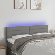 Hoofdbord 144x5x78/88 cm stof donkergrijs LED