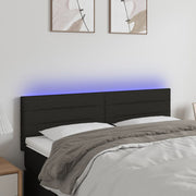 Hoofdbord 144x5x78/88 cm stof zwart LED