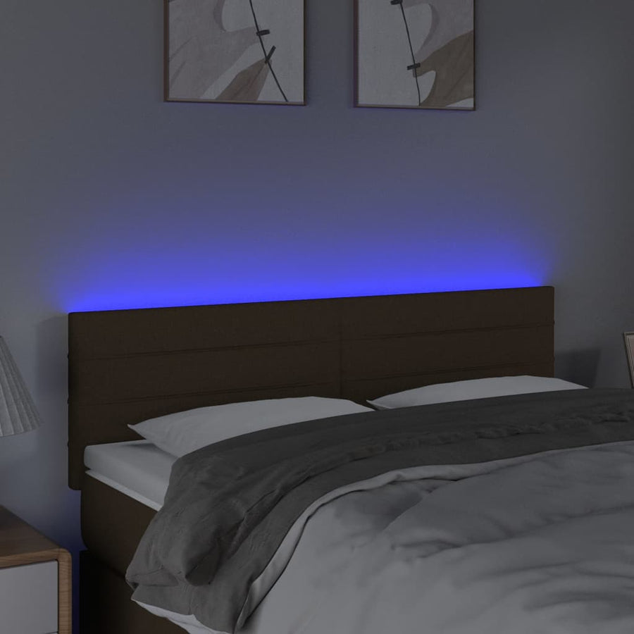 Hoofdbord LED 144x5x78/88 cm stof donkerbruin 144 x 5 x 78/88 cm Donkerbruin
