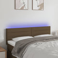 Headboard LED 144x5x78/88 cm fabric dark brown