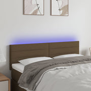 Hoofdbord 144x5x78/88 cm stof donkerbruin met LED