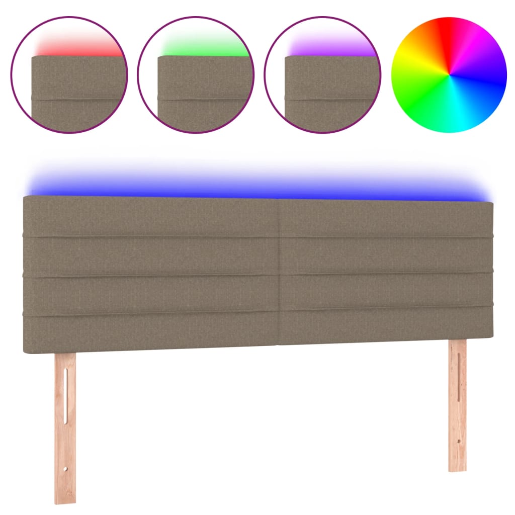 Hoofdbord LED 144x5x78/88 cm stof taupe 144 x 5 x 78/88 cm Taupe