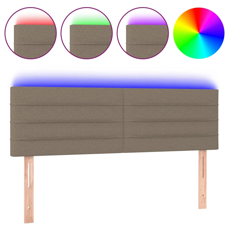 Hoofdbord LED 144x5x78/88 cm stof taupe 144 x 5 x 78/88 cm Taupe