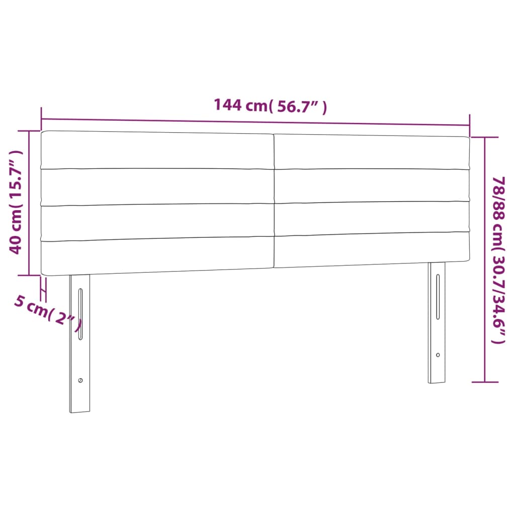 Hoofdbord LED 144x5x78/88 cm stof taupe 144 x 5 x 78/88 cm Taupe