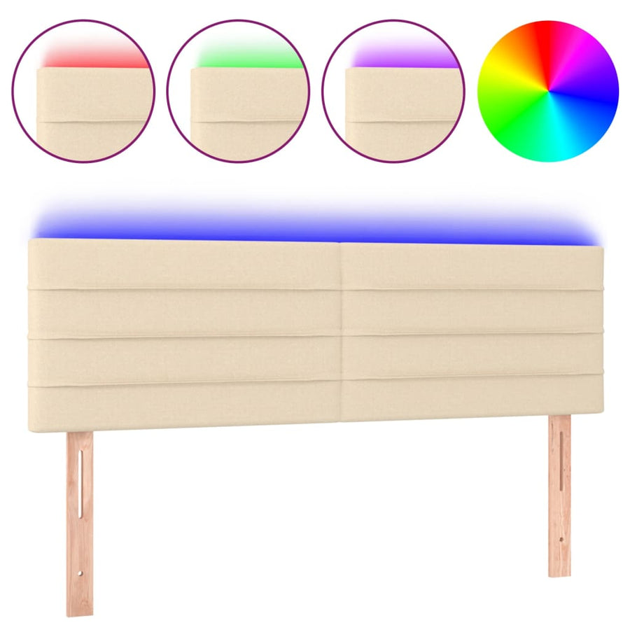 Hoofdbord LED 144x5x78/88 cm stof crèmekleurig 144 x 5 x 78/88 cm Crème