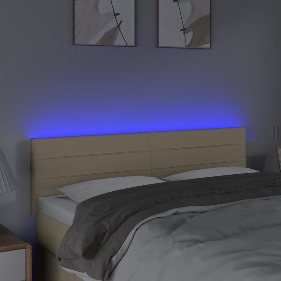 Hoofdbord LED 144x5x78/88 cm stof crèmekleurig 144 x 5 x 78/88 cm Crème