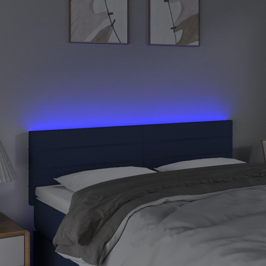 Hoofdbord LED 144x5x78/88 cm stof blauw 144 x 5 x 78/88 cm Blauw