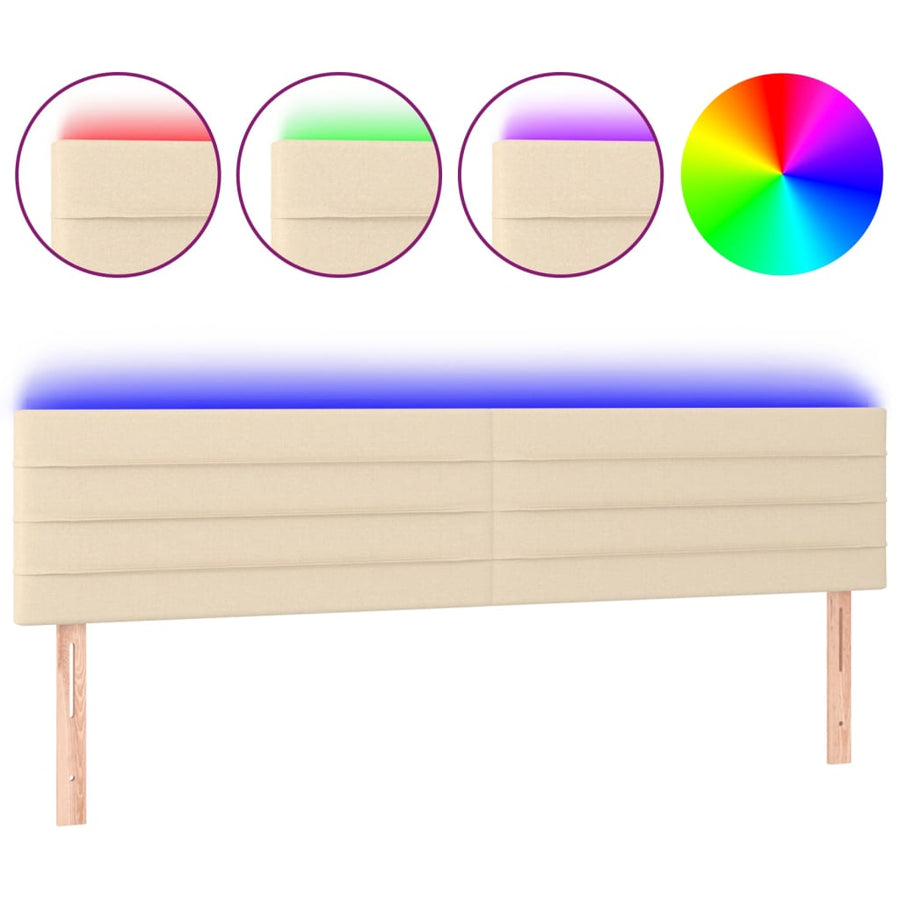 Hoofdbord Led Stof Kleurig 160 x 5 x 78/88 cm Crème