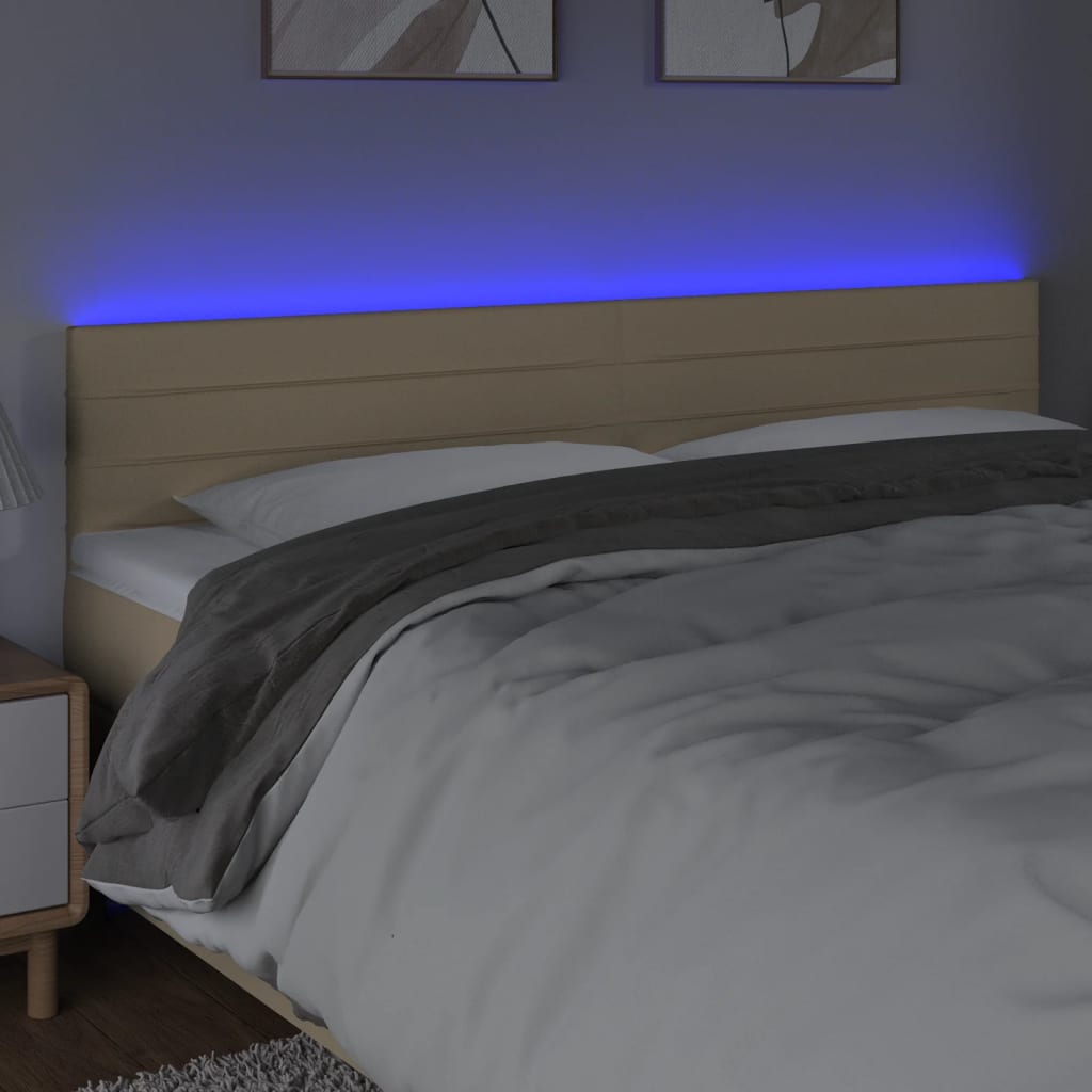 Hoofdbord Led Stof Kleurig 160 x 5 x 78/88 cm Crème