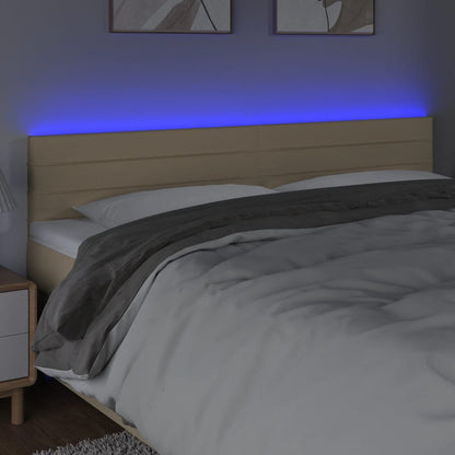 Hoofdbord Led Stof Kleurig 160 x 5 x 78/88 cm Crème