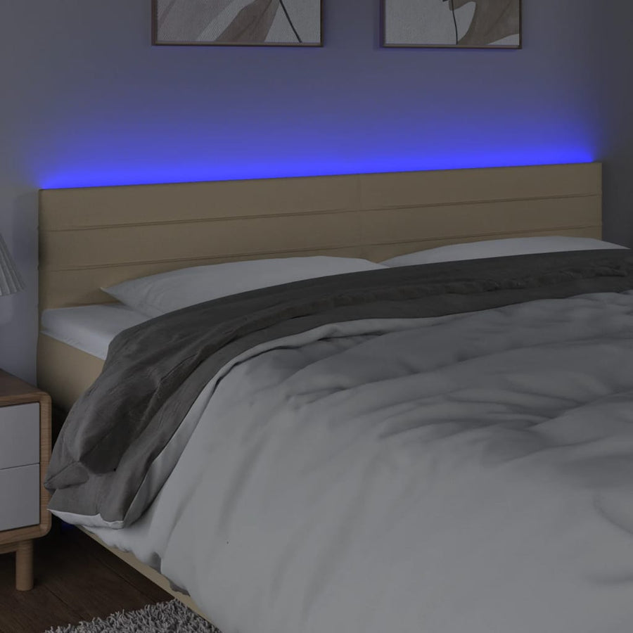 Hoofdbord Led Stof Kleurig 160 x 5 x 78/88 cm Crème