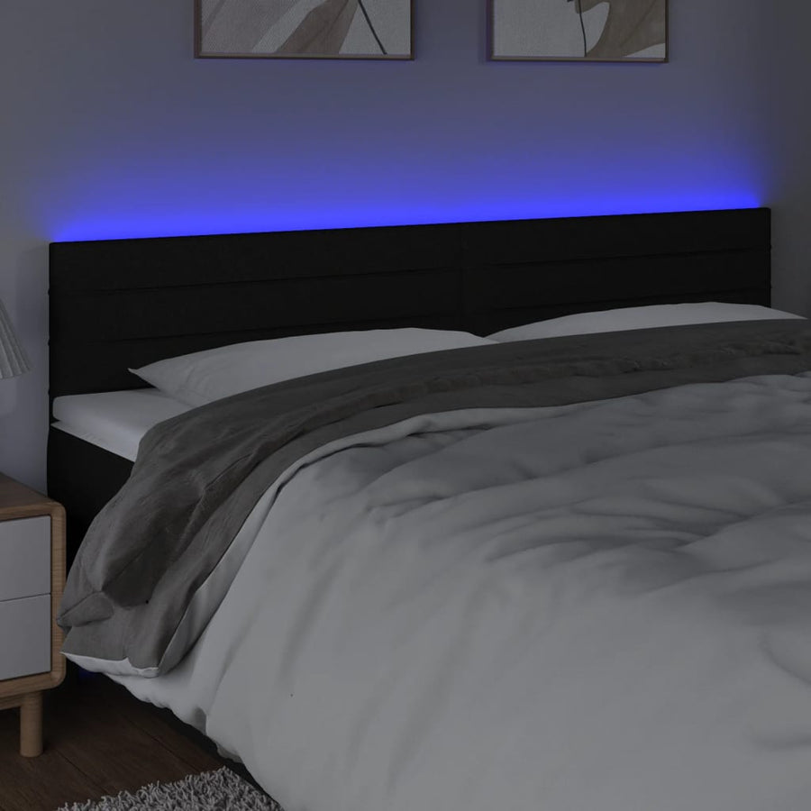 Hoofdbord LED 180x5x78/88 cm stof zwart 180 x 5 x 78/88 cm Zwart