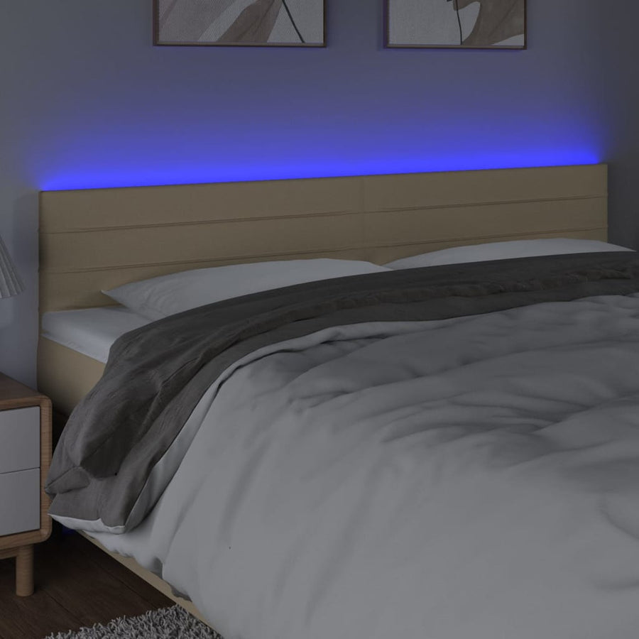 Hoofdbord LED 180x5x78/88 cm stof crèmekleurig 180 x 5 x 78/88 cm Crème