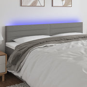 Hoofdbord 200x5x78/88 cm stof donkergrijs met LED