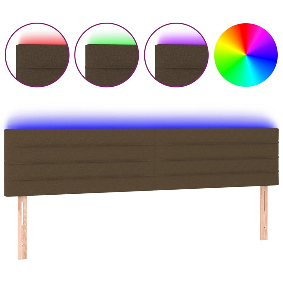 Hoofdbord LED 200x5x78/88 cm stof donkerbruin 200 x 5 x 78/88 cm Donkerbruin