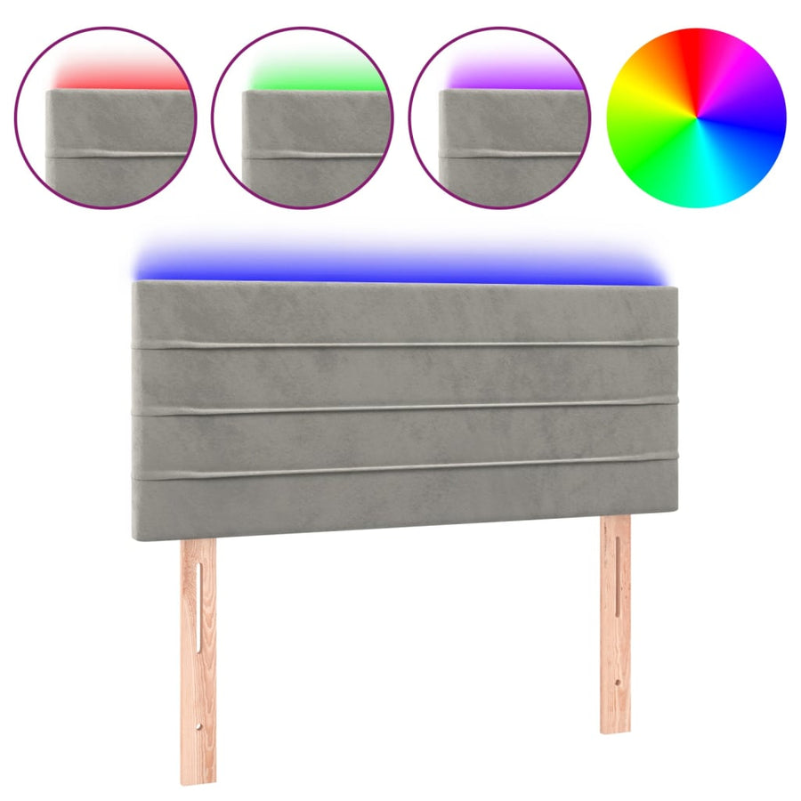 Hoofdbord Led 80X5X78/88 Cm Fluweel Lichtgrijs