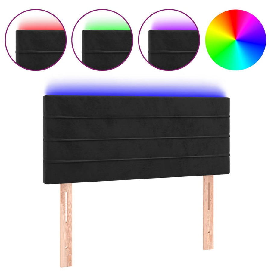 Hoofdbord Led Fluweel 80 x 5 x 78/88 cm Zwart
