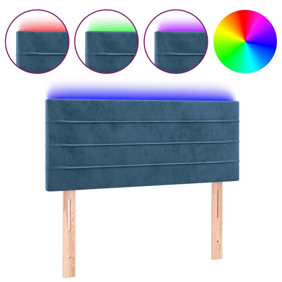 Hoofdbord Led Fluweel 80 x 5 x 78/88 cm Donkerblauw