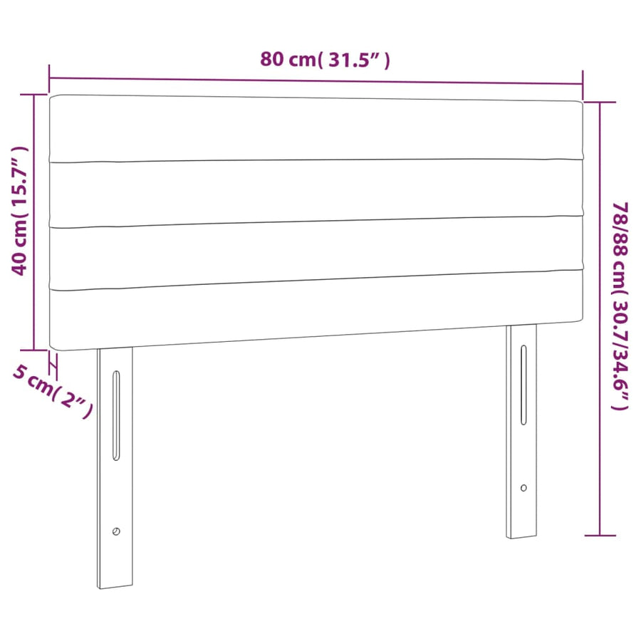 Hoofdbord LED 80x5x78/88 cm fluweel roze 80 x 5 x 78/88 cm Roze