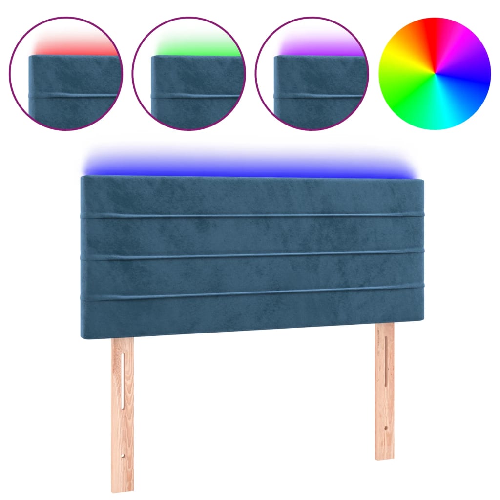 Hoofdbord Led Fluweel 90 x 5 x 78/88 cm Donkerblauw