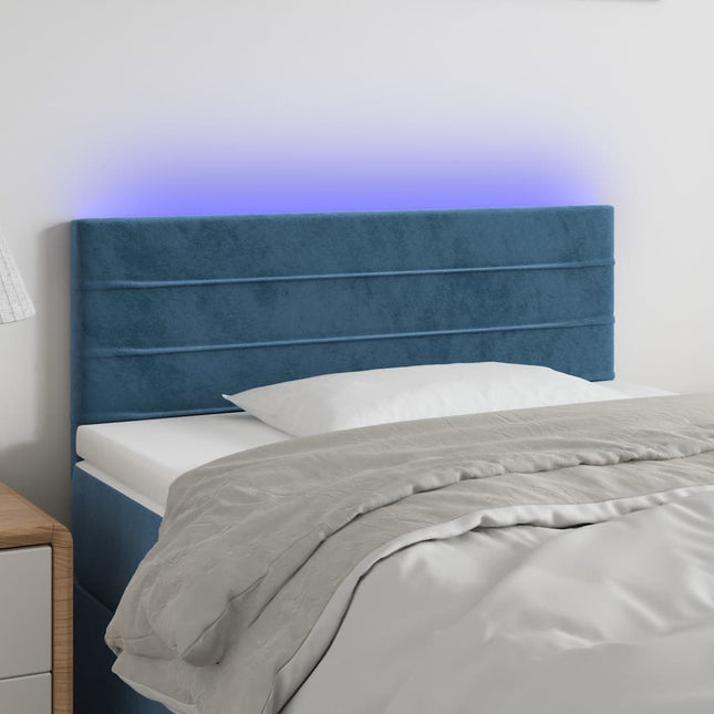 Hoofdbord Led Fluweel 90 x 5 x 78/88 cm Donkerblauw