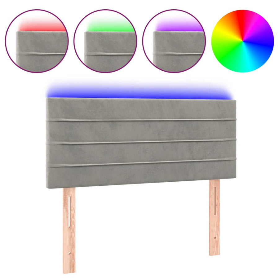 Hoofdbord Led Fluweel 100 x 5 x 78/88 cm Lichtgrijs