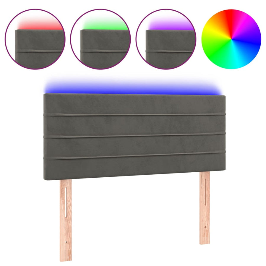 Hoofdbord Led 100X5X78/88 Cm Fluweel Donkergrijs 100 x 5 x 78/88 cm