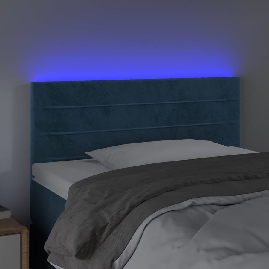 Hoofdbord Led Fluweel 100 x 5 x 78/88 cm Donkerblauw