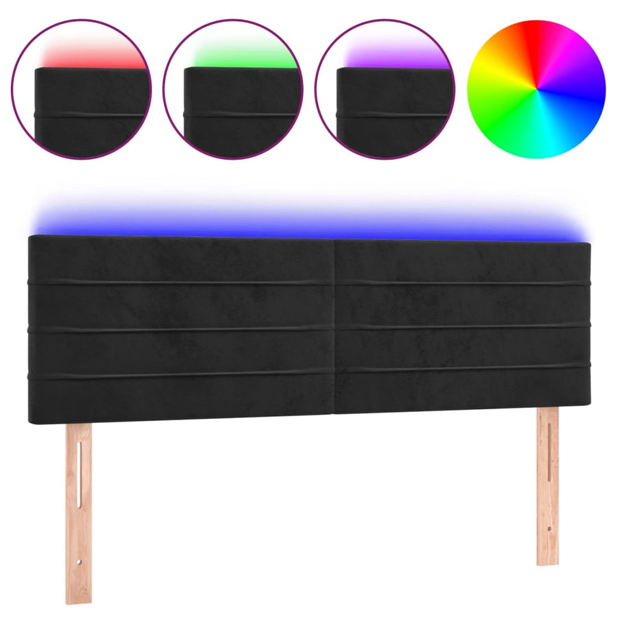 Hoofdbord Led Fluweel 144 x 5 x 78/88 cm Zwart