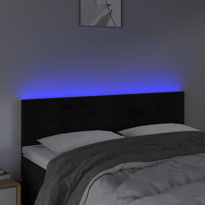 Hoofdbord Led Fluweel 144 x 5 x 78/88 cm Zwart