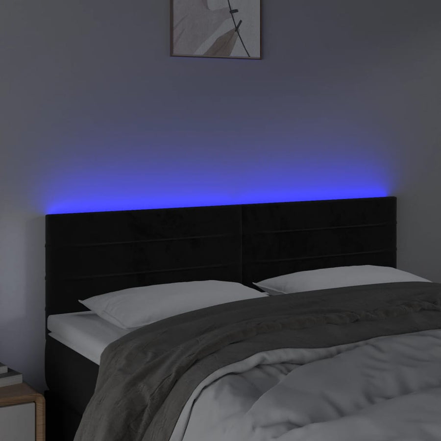 Hoofdbord Led Fluweel 144 x 5 x 78/88 cm Zwart
