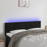 Hoofdbord 144x5x78/88 cm fluweel zwart LED