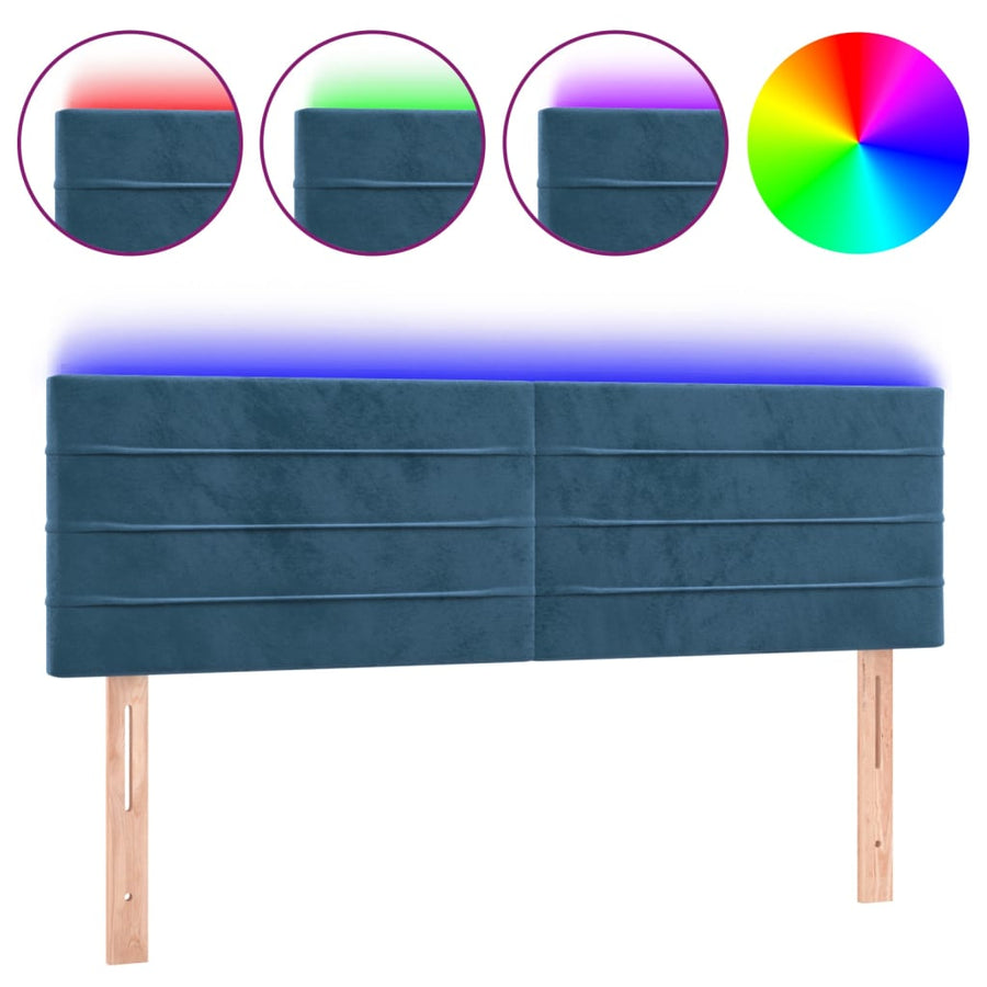 Hoofdbord Led Fluweel 144 x 5 x 78/88 cm Donkerblauw